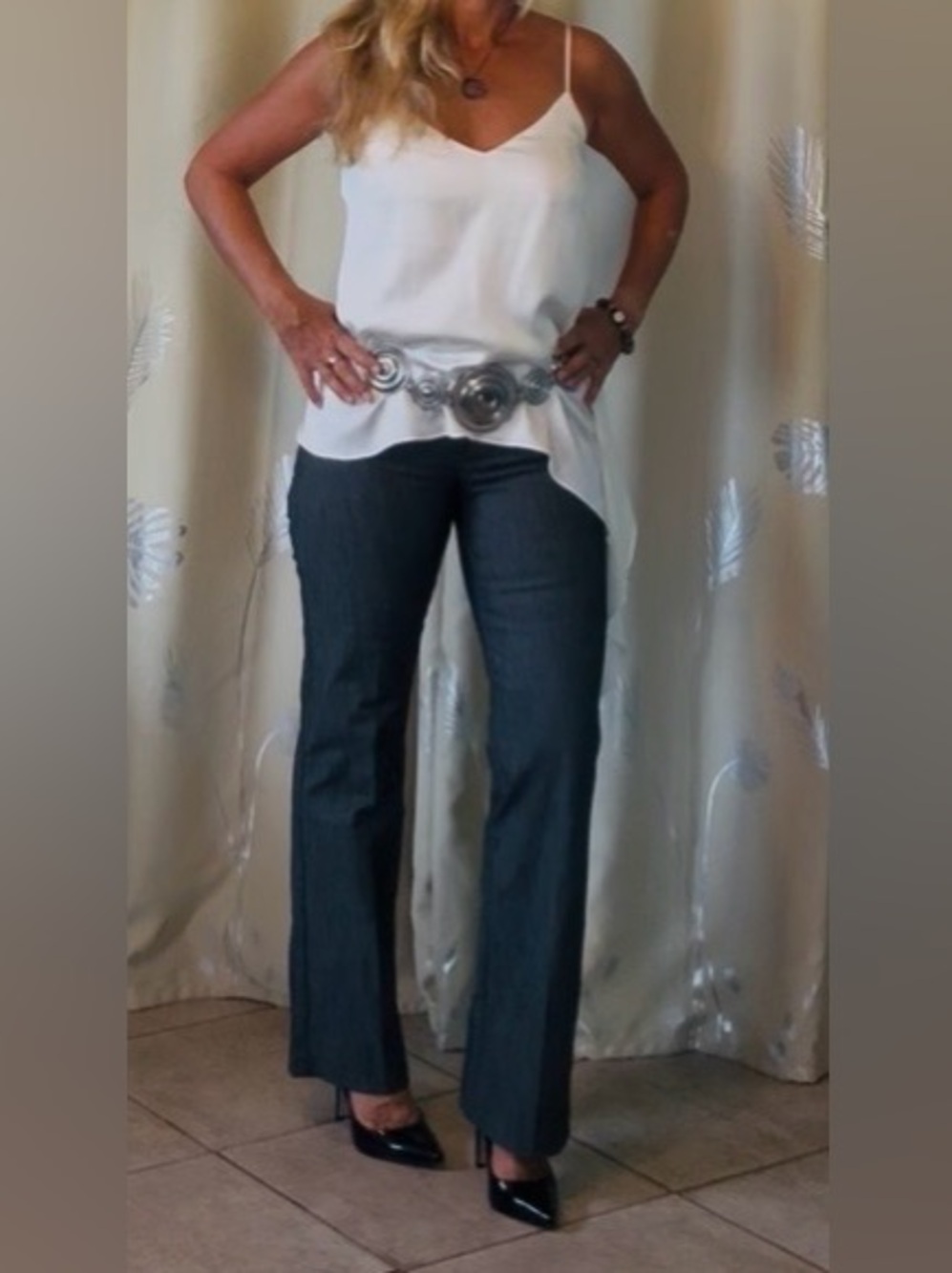 Lulu's Cream V-Neck Asymmetrical Draped Cami - Picture 10 of 10